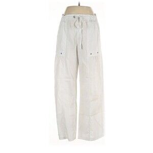 XCVI Women's White Drawstring Wide Leg Pleated Trousers Pants Size M EUC